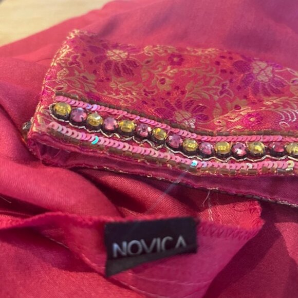 Embellished Pink Silk Kurta from India - NWOT - Picture 5 of 10